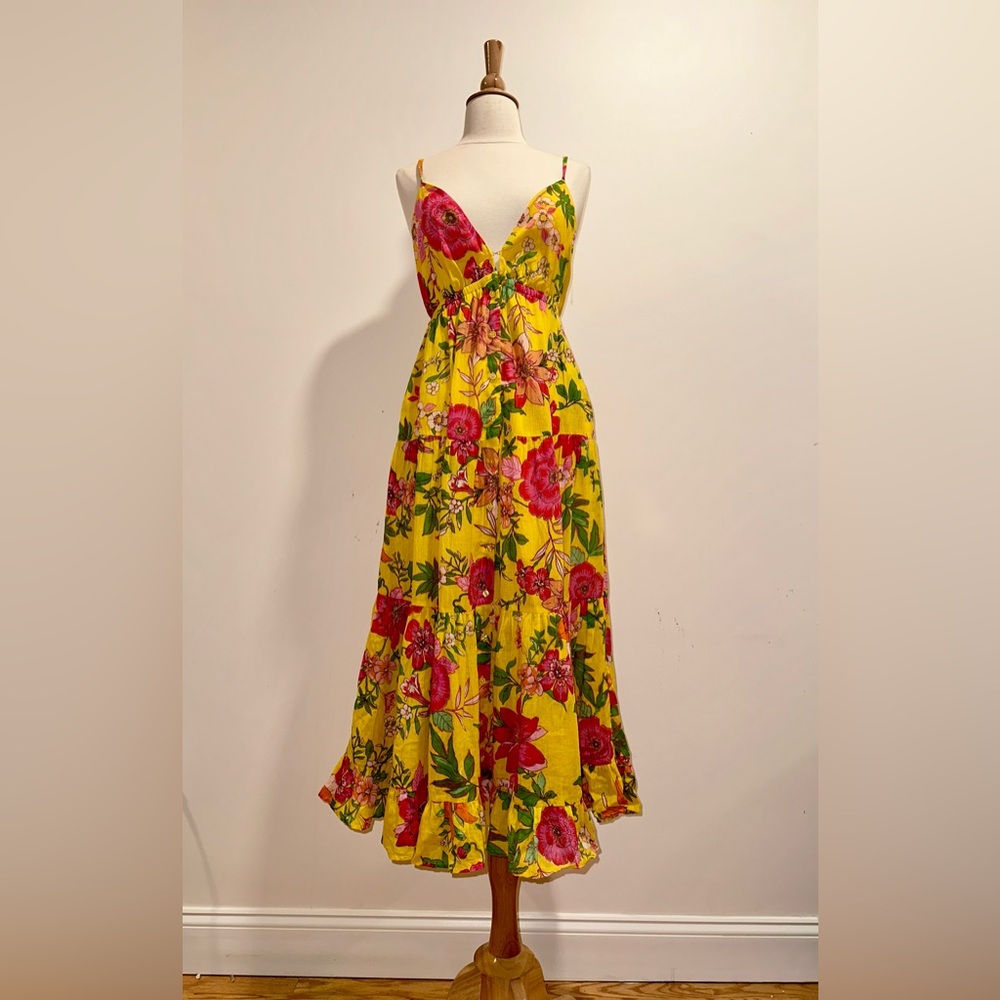 NWT Band of the Free Mustard and Fuchsia Open Back Sundress Size Medium